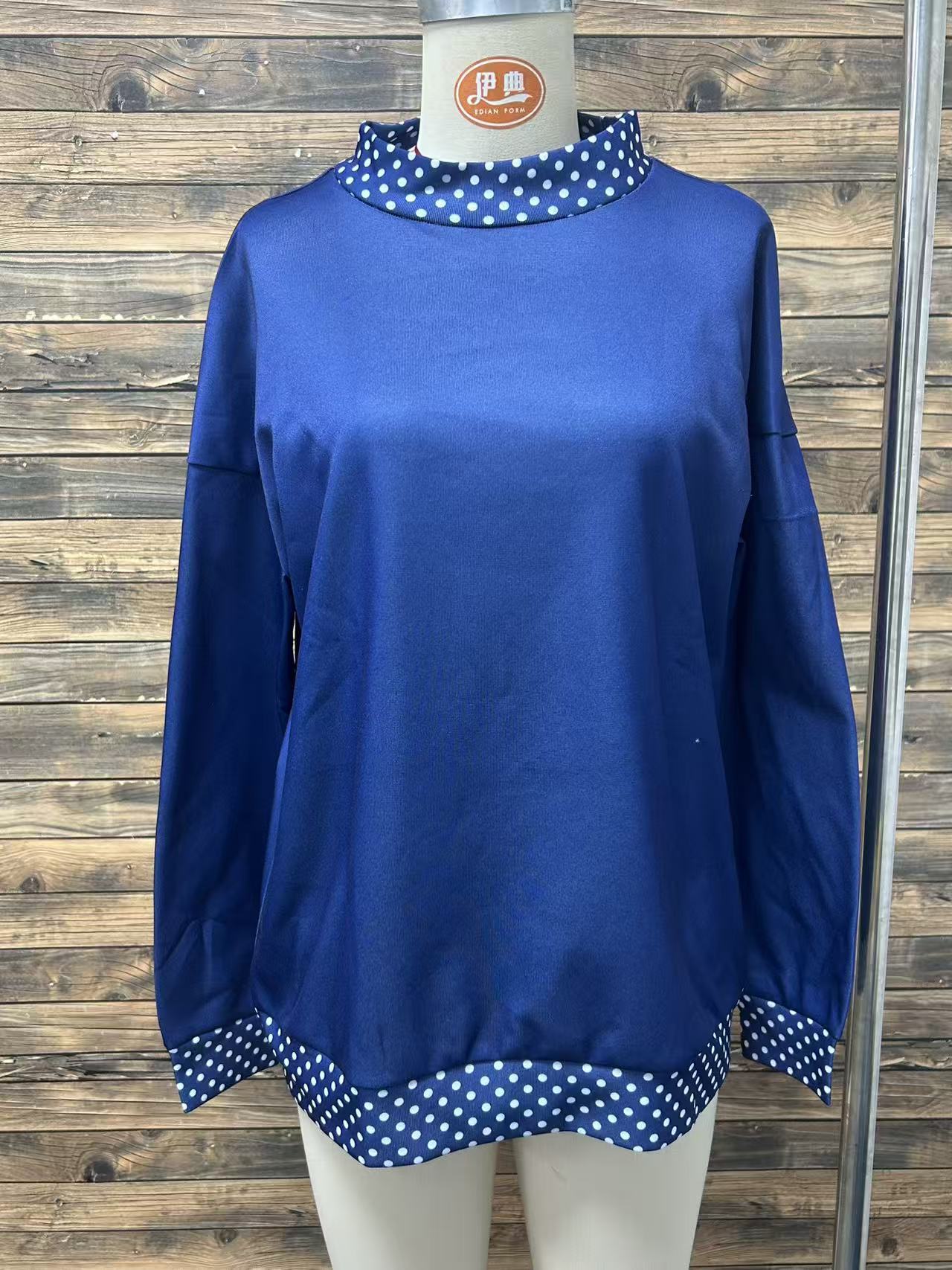 Polka Dot Contrast Trim Oversized Sweatshirt