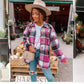 Long-sleeved Lapel Loose-fitting Women's Plaid Shirt