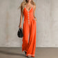 Women's V-Neck Backless Wide-Leg Jumpsuit
