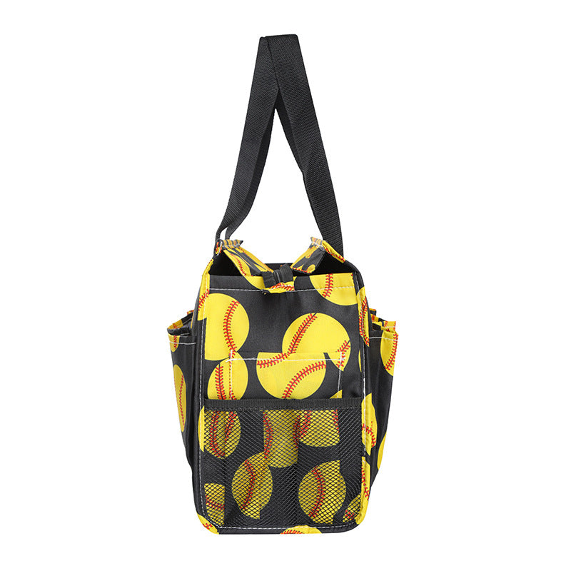 Ball Sports Print Multi-Pocket Utility Tote Bag