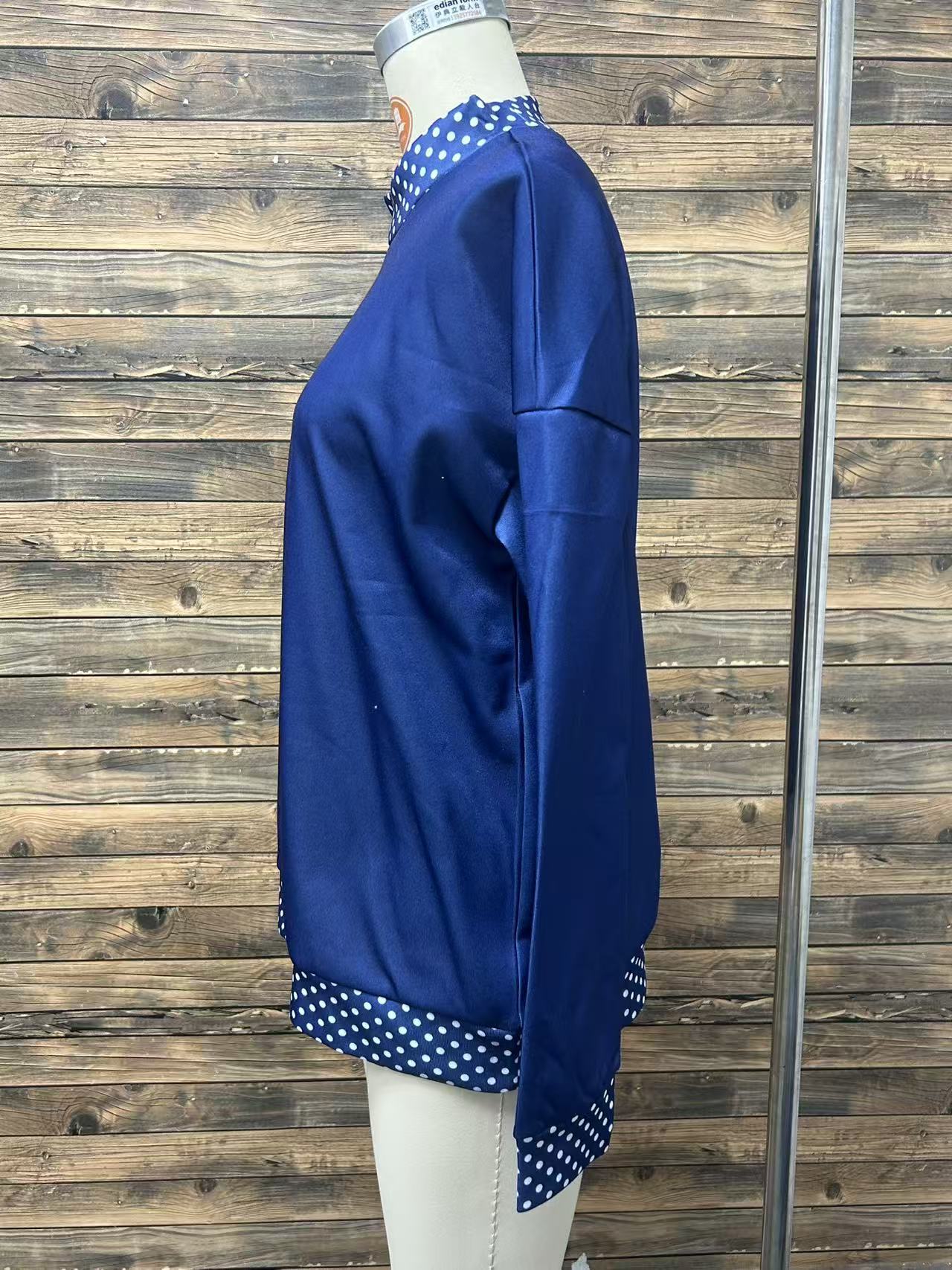 Polka Dot Contrast Trim Oversized Sweatshirt