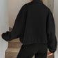 Chic Geometric Textured Zip Up Jacket