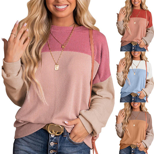 New Round Neck Color Matching Long Sleeves