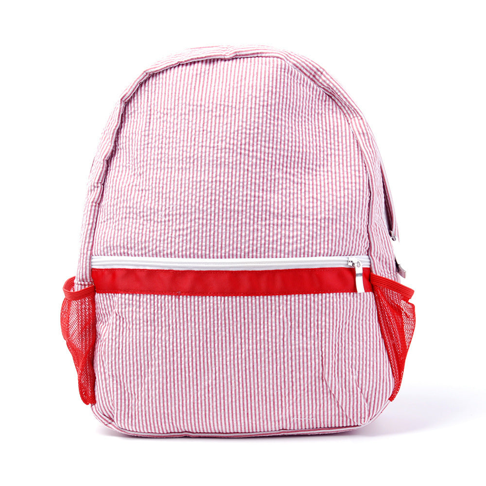 Custom-Embroidered Seersucker Kids' Backpack / Students Schoolbag
