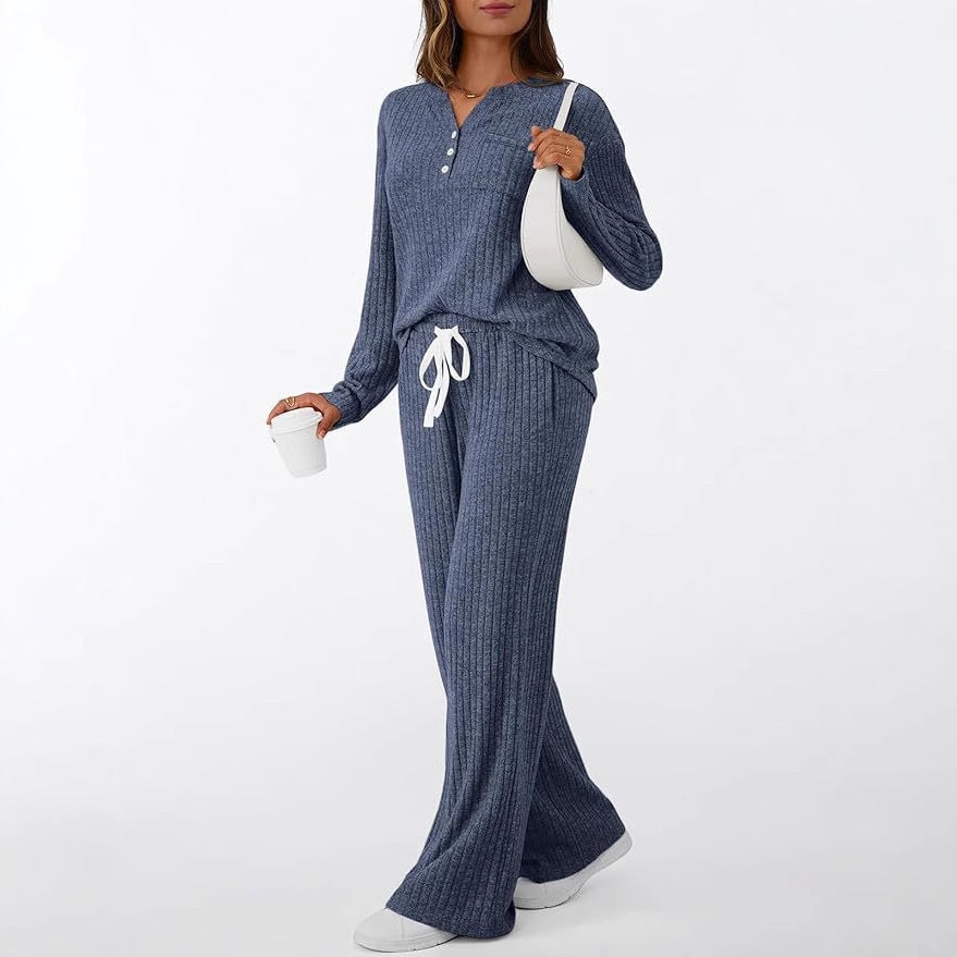 V-neck Outerwear Two-piece Pajamas for Women