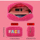 Plush Chenille Embroidered Letter Cosmetic Bag