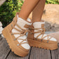 Women's thick-soled warm ankle boots cotton shoes lace-up snow boots