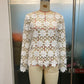 Floral Crochet Cutout Long Sleeve Blouse