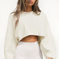 Midriff-Baring Round Neck Sweatshirt T-shirt