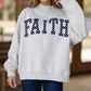 Light Grey High Neck Polka Dot Slogan Printed Baggy Sweatshirt