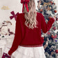Merry Festive Knit Sweater  Casual Holiday Crewneck Pullover Top