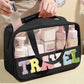 Travel Patch Clear PVC And PU leather Makeup Toiletry Storage Bag