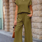 Textured Top and Wide-leg Pants Set