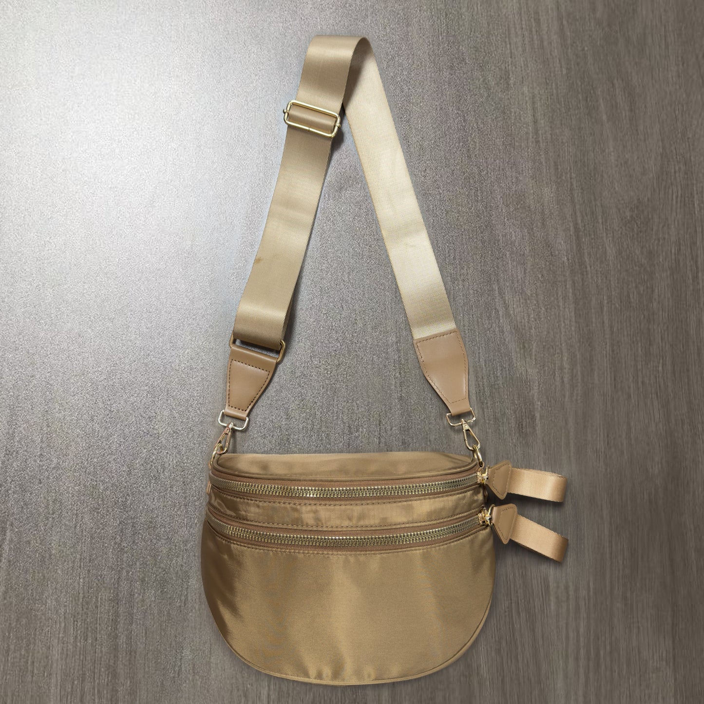 Checkered Crossbody Bag with Detachable Pouch