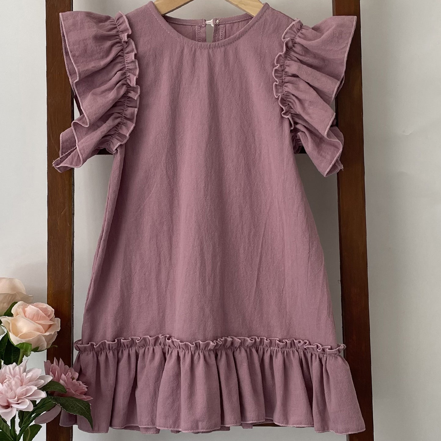 Cotton Linen Ruffled Mini Dress