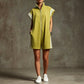 Loose Sleeveless Drawstring Pockets Split-Joint Striped Zipper Stand Collar Rompers