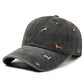 Vintage Distressed Baseball Cap with Puppy Embroidery
