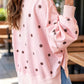 Oversized Color-Block Polka-Dot Print Pullover Sweatshirt