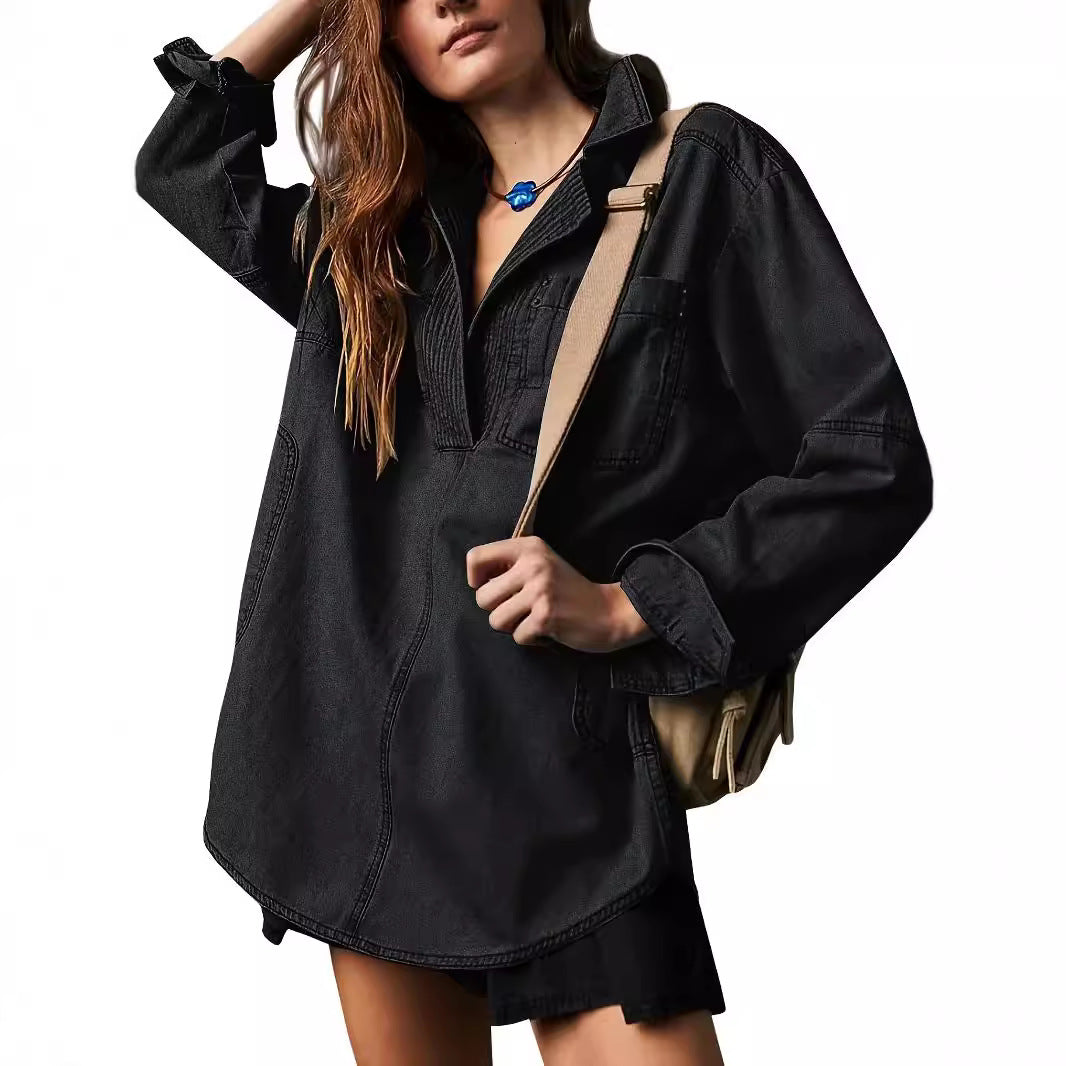 Long-sleeved Coat V-neck