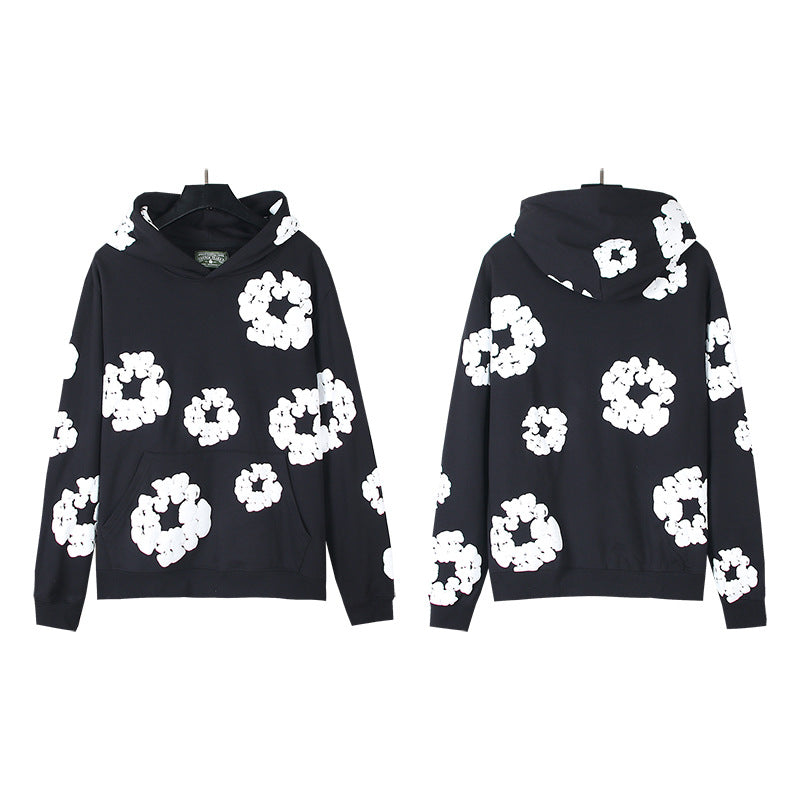 Foaming Printed Loose Hoodie