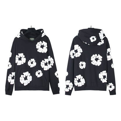 Foaming Printed Loose Hoodie