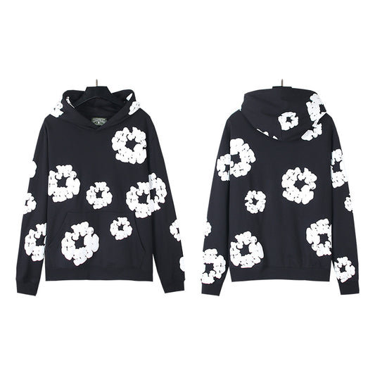 Foaming Printed Loose Hoodie