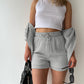 Textured Shirt + Drawstring Shorts 2-Piece Set