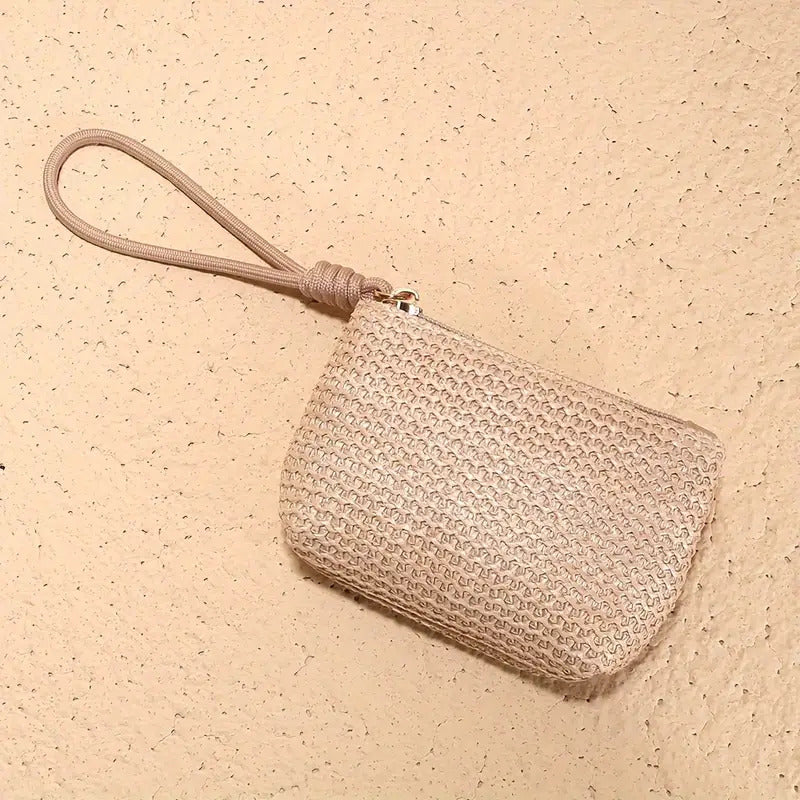 Women's Woven Straw Coin Purse / Mini Handheld Bag