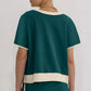 2Pcs Set Colorblock Edge Drop Shoulder T Shirt and Skirt