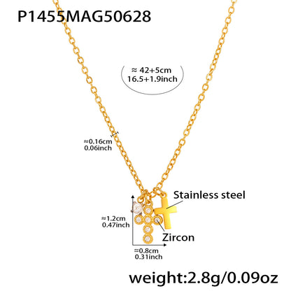 5A Zircon Cross Clavicle Necklace