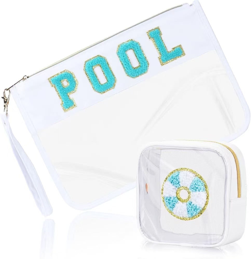 2 Pieces Set Flat Clear Pouch PVC Toiletry Storage Bag (MOQ 5)