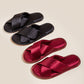 Women's Satin Cross-Strap Slide Slippers