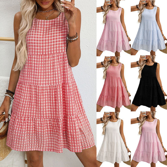 Sleeveless Plaid Dress