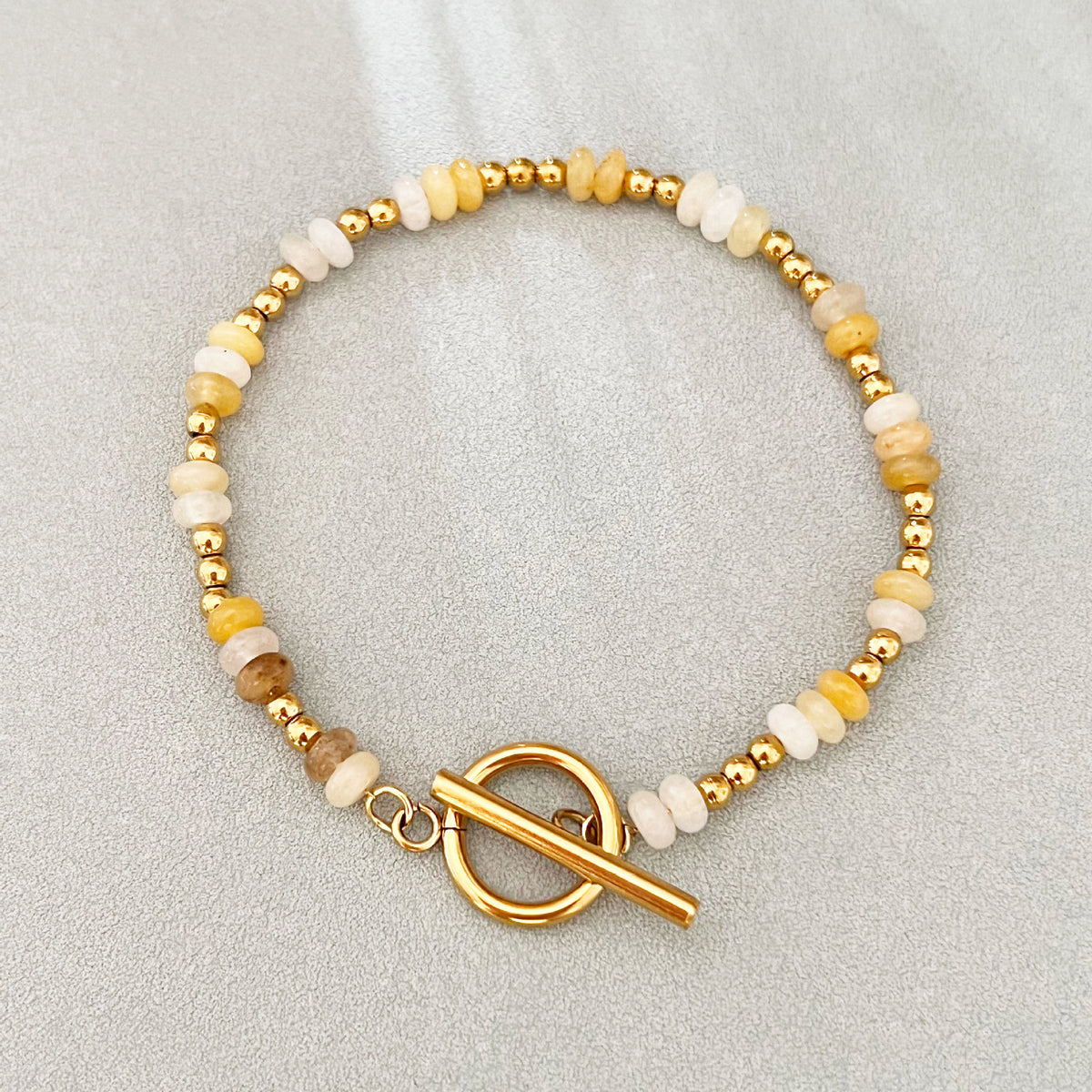 Dainty Gemstone & Gold Bead Bracelet