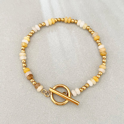 Dainty Gemstone & Gold Bead Bracelet