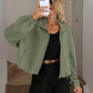 Chic Geometric Textured Zip Up Jacket