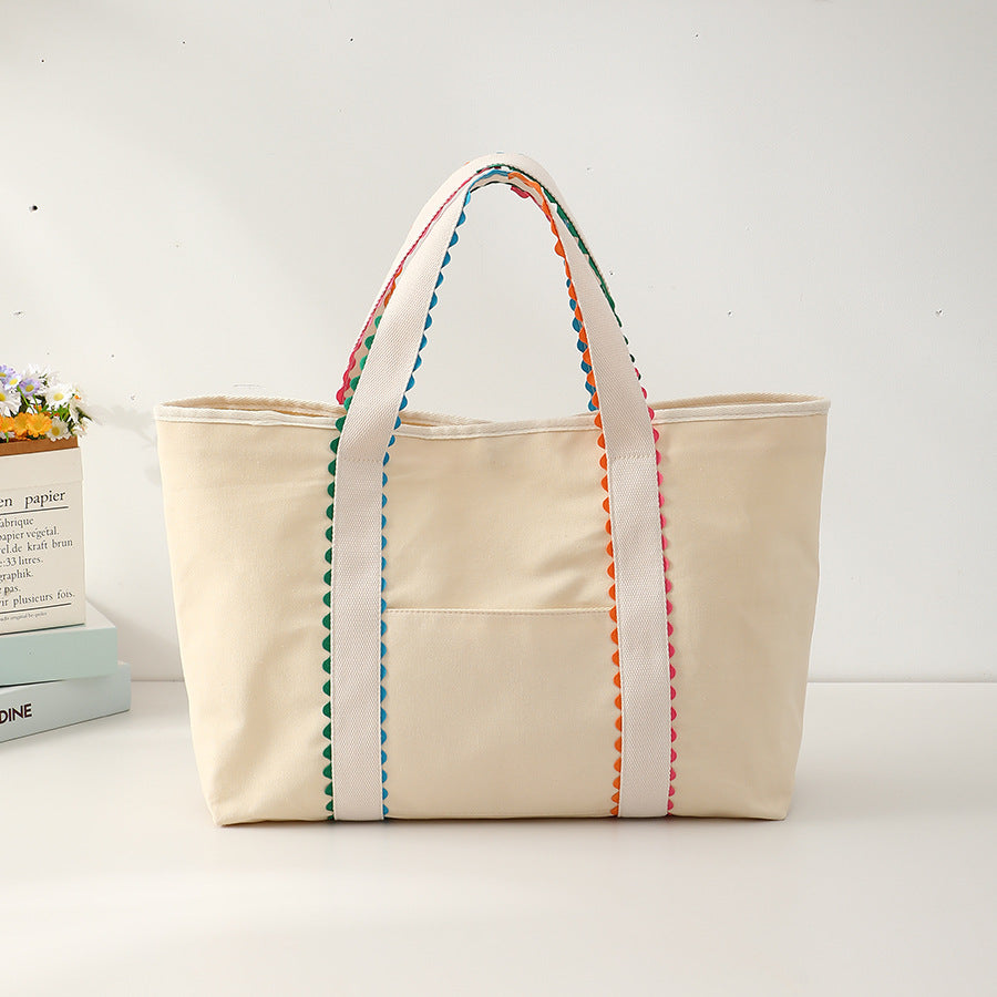 Ricrac Detail Canvas Tote Bag