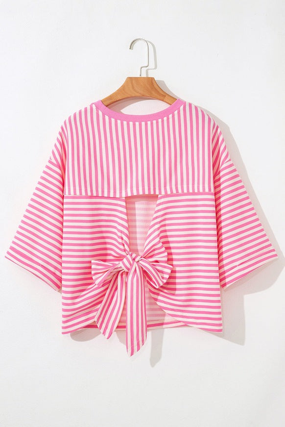 Striped Back Bow Tie T-Shirt