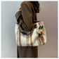 Canvas Striped Convertible Tote Bag