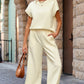 Textured Top and Wide-leg Pants Set