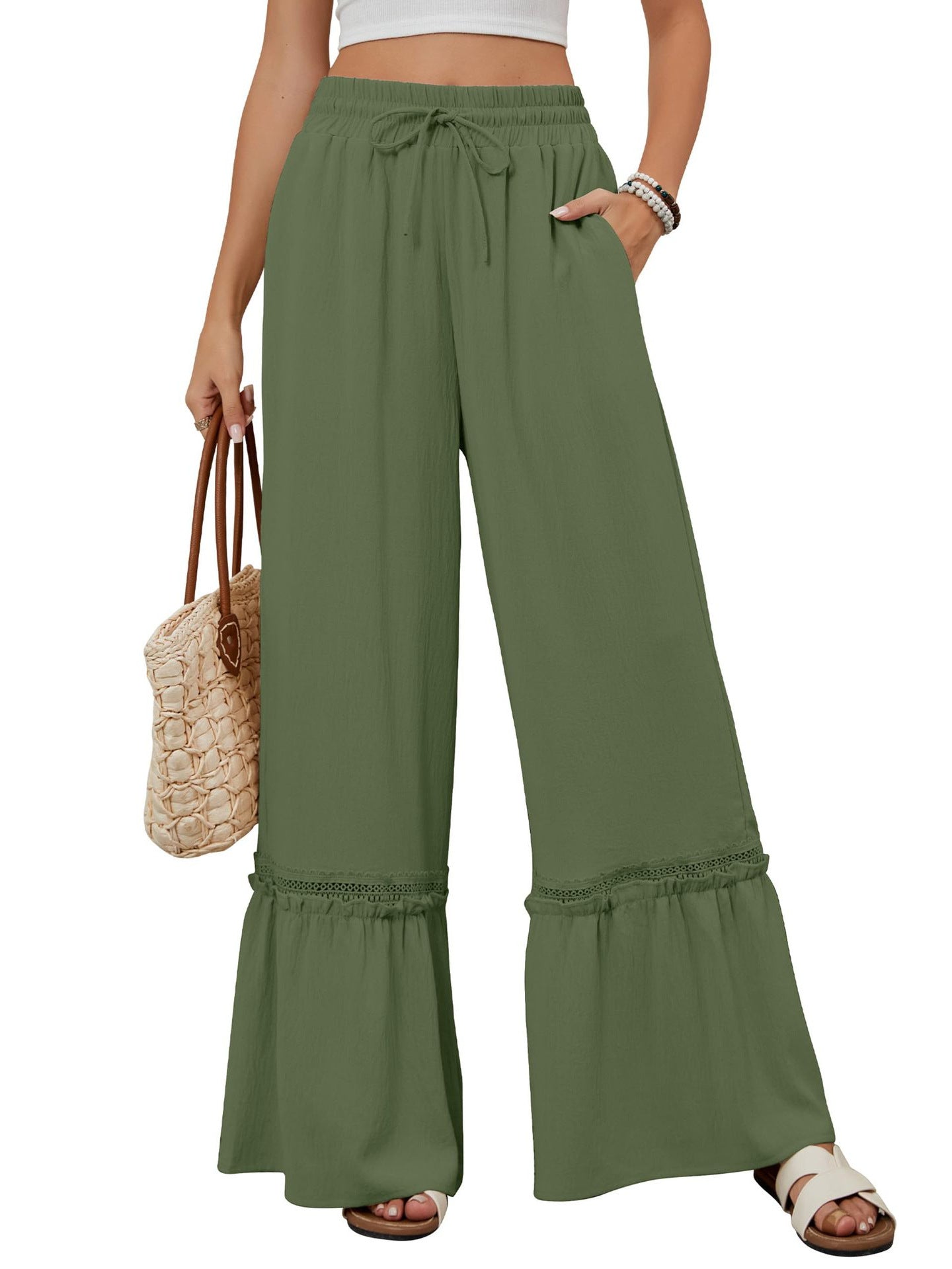 Women's Drawstring Wide-Leg Trousers