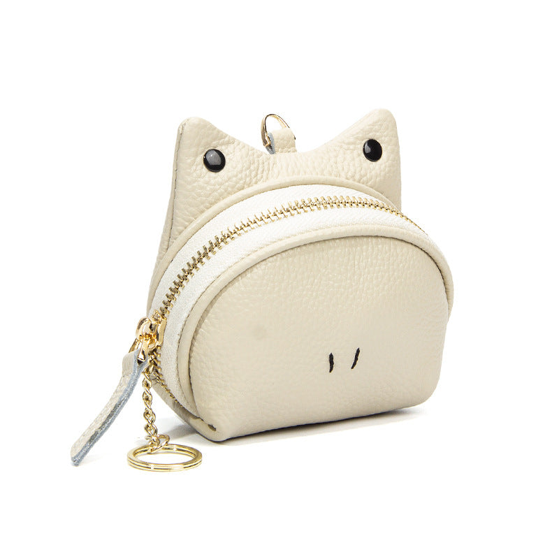 Mini Leather Cat-Ear Coin Purse Keychain