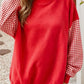 Oversized Gingham Colorblock Long Sleeve Sweatshirt