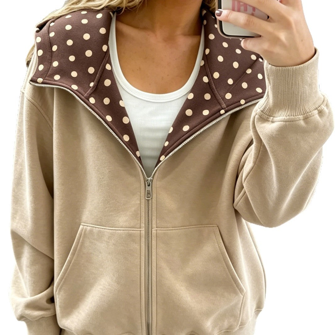 The Olivia Polka Dot Zip-Up