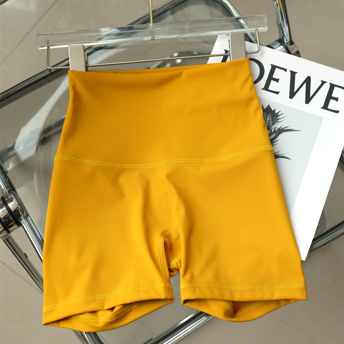 No Awkward Line High Waist Elastic Fitness Base Sports Shorts