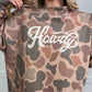 Multicolour Camo Print Howdy Western Style Baggy Pullover Sweatshirt