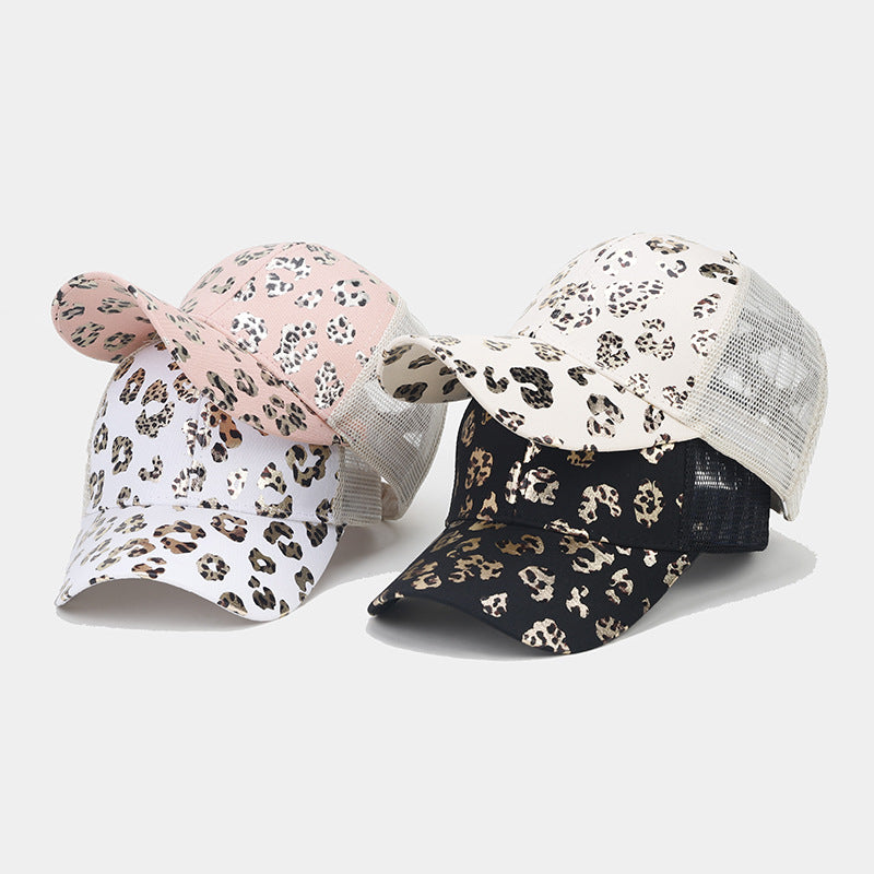 Leopard Print Women's Baseball Cap Mesh Hat