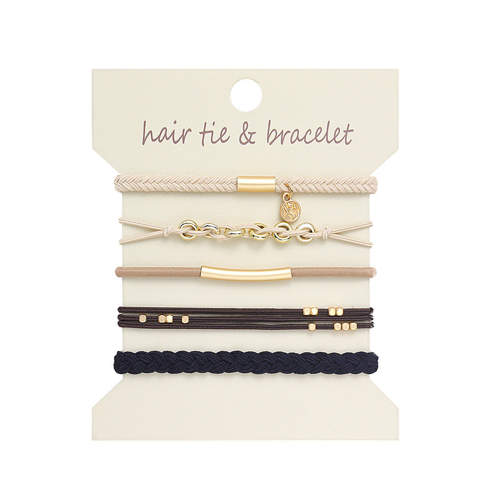 Boho 2-in-1 Hair Tie & Bracelet Set (5-Piece Pack)