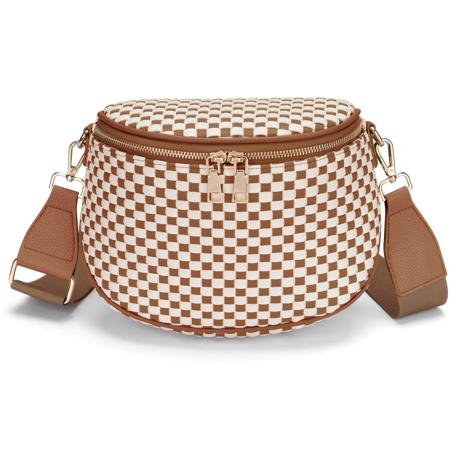 Trendy Woven Checkered Crossbody Bum Bag for Women