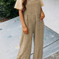 Textured Pocket Wide-leg Overalls